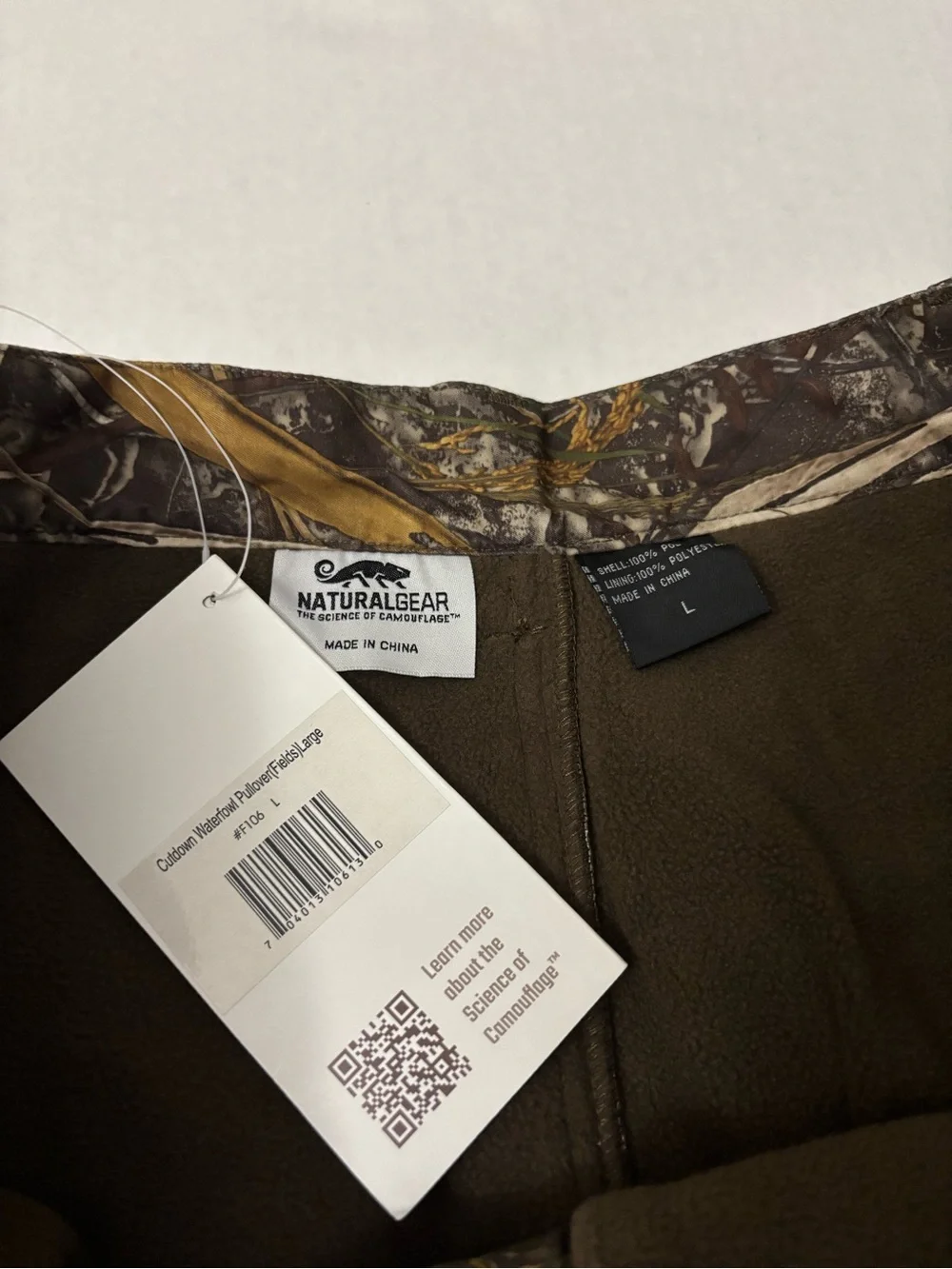 NATURAL GEAR CUTDOWN WATERFOWL PULLOVER Pant Size L 31.5” Inseam